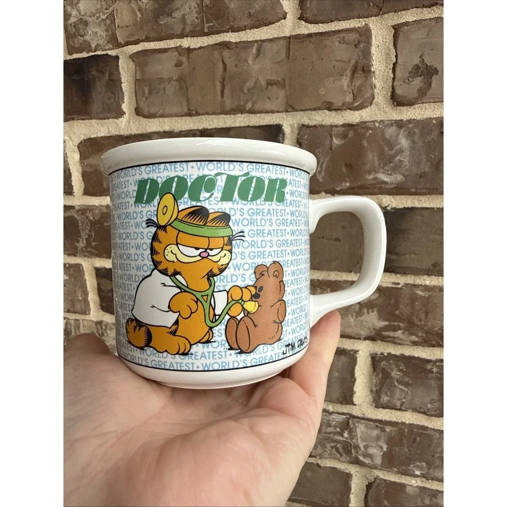 VTG Enesco Garfield Cat Coffee Cup Greatest Doctor 1976 Cartoon Ceramic Mug